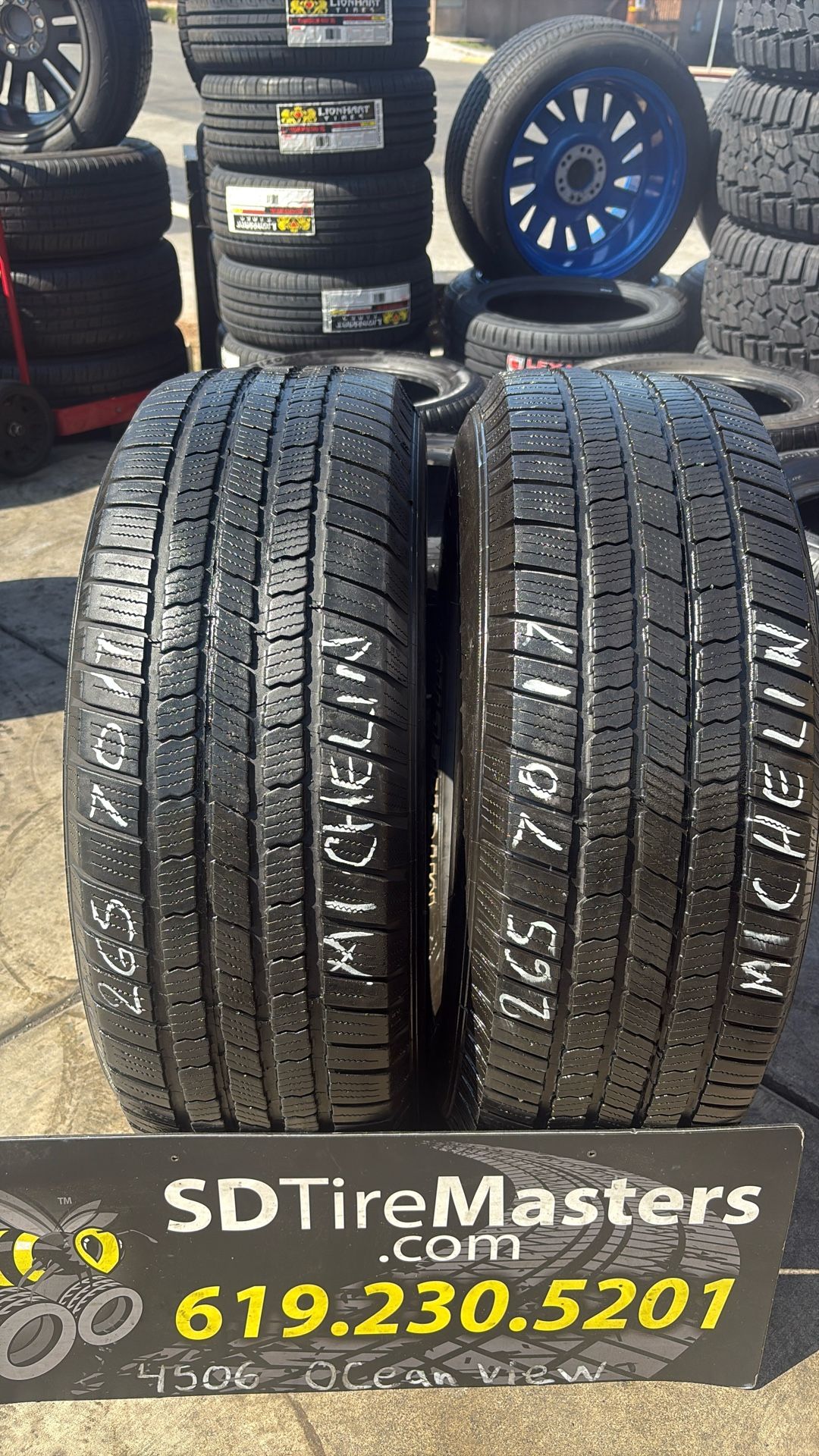 2 USED TIRES 265/70/17 MICHELIN w/80% Thread Both Installed and Balanced$150