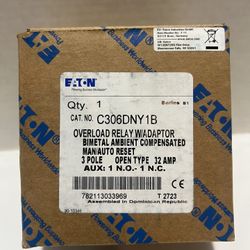EATON C306DNY1B OVERLOAD RELAY W/ADAPTOR 3P 32A 1 NO - 1 NC LIEBERT 124547P1