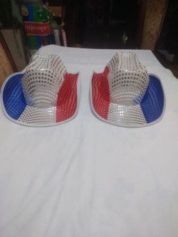 Red White Blue Cequin Cowboy Hat Patriotic Fourth Of July Costume Unisex  Size LG