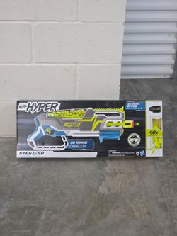 Nerf Hyper Siege 50 Pump Action Ball Dart Blaster with 40 Hyper Rounds For Outdoor Games