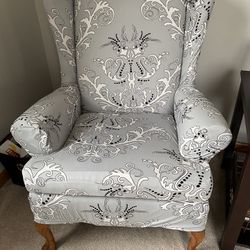 Large Wing Back Chairs With Slip Covers 