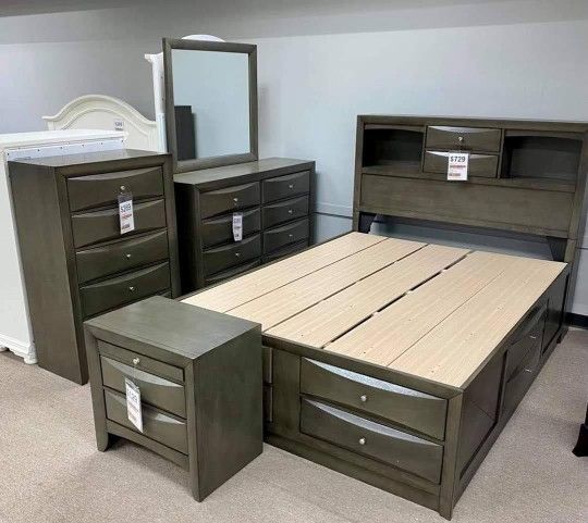 Emily Gray Storage Platform Bedroom Set Queen Or King Bed