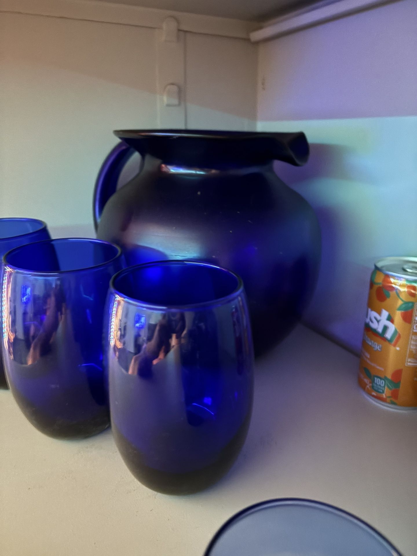 Cobalt blue picture and drinking glasses