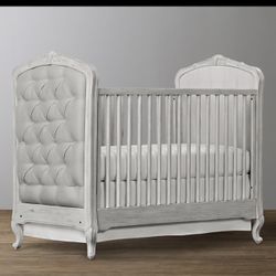 RH Baby & Child Crib with Mattress, Crown Canopy & Sheets – Gray