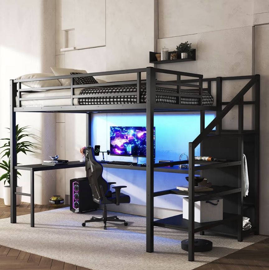 Full Size Loft Bed With Desk
