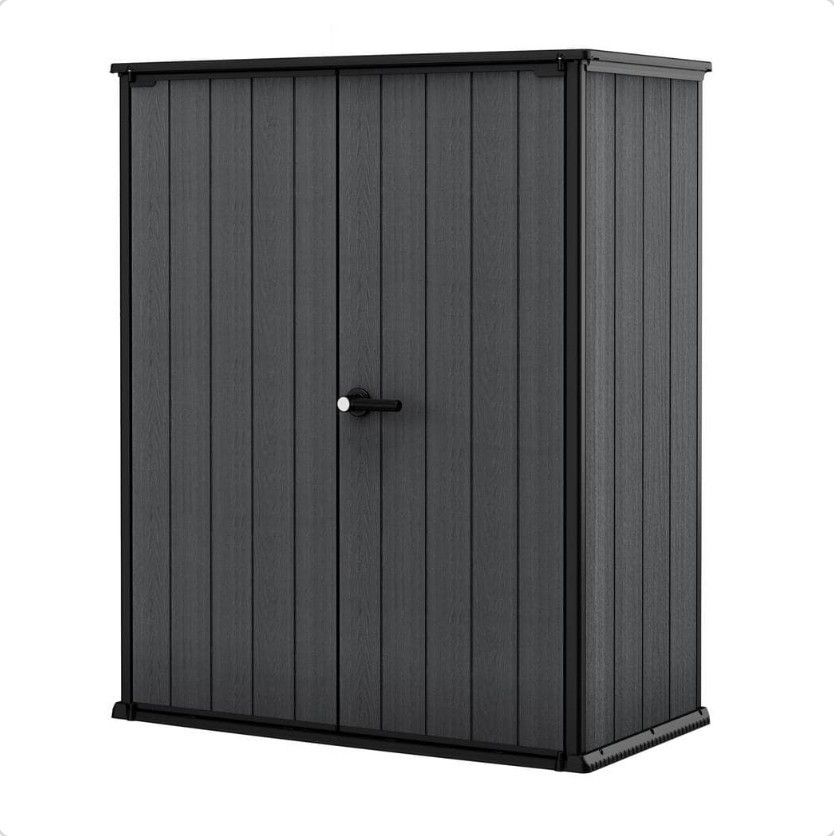 2.4 ft. W x 4.5 ft. D Durable Resin Plastic Storage Shed with Flooring Grey