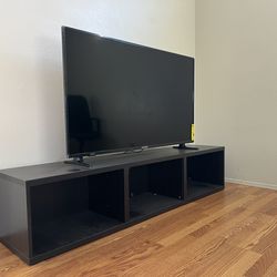 Black Modern TV Stand / Media Console - 3 Open Compartments - Great Condition!