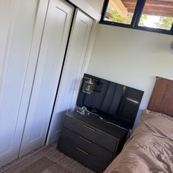 Restoration Hardware Gray Saunderson Shagreen Nightstand