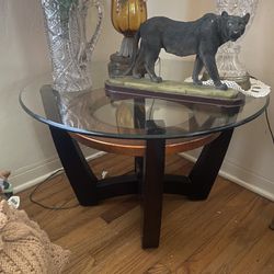 Glass Top Round Coffee Table/end Table 