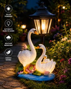 Solar Swan Garden Light Statue