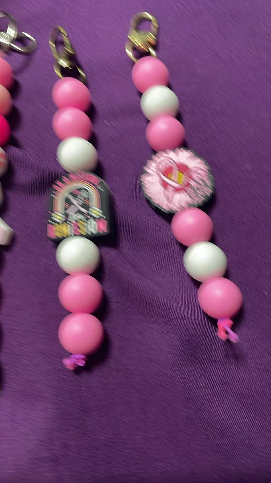 breast cancer zipper pull/book bag clips/ key chains