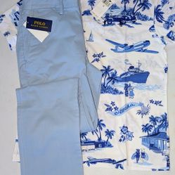 Men's Polo Shirt With Polo Pants ( Shirt Size Small) ( Pants Size 32/34)
