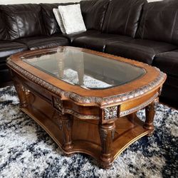 Glass/Wooden Coffee Table