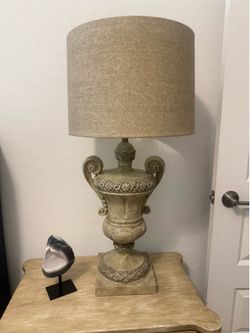 RH style urn lamp with linen shade