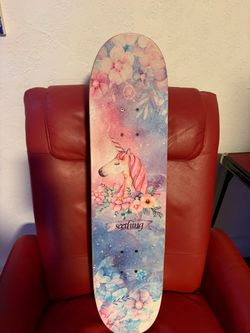 Seething Unicorn Floral Skateboard Deck
