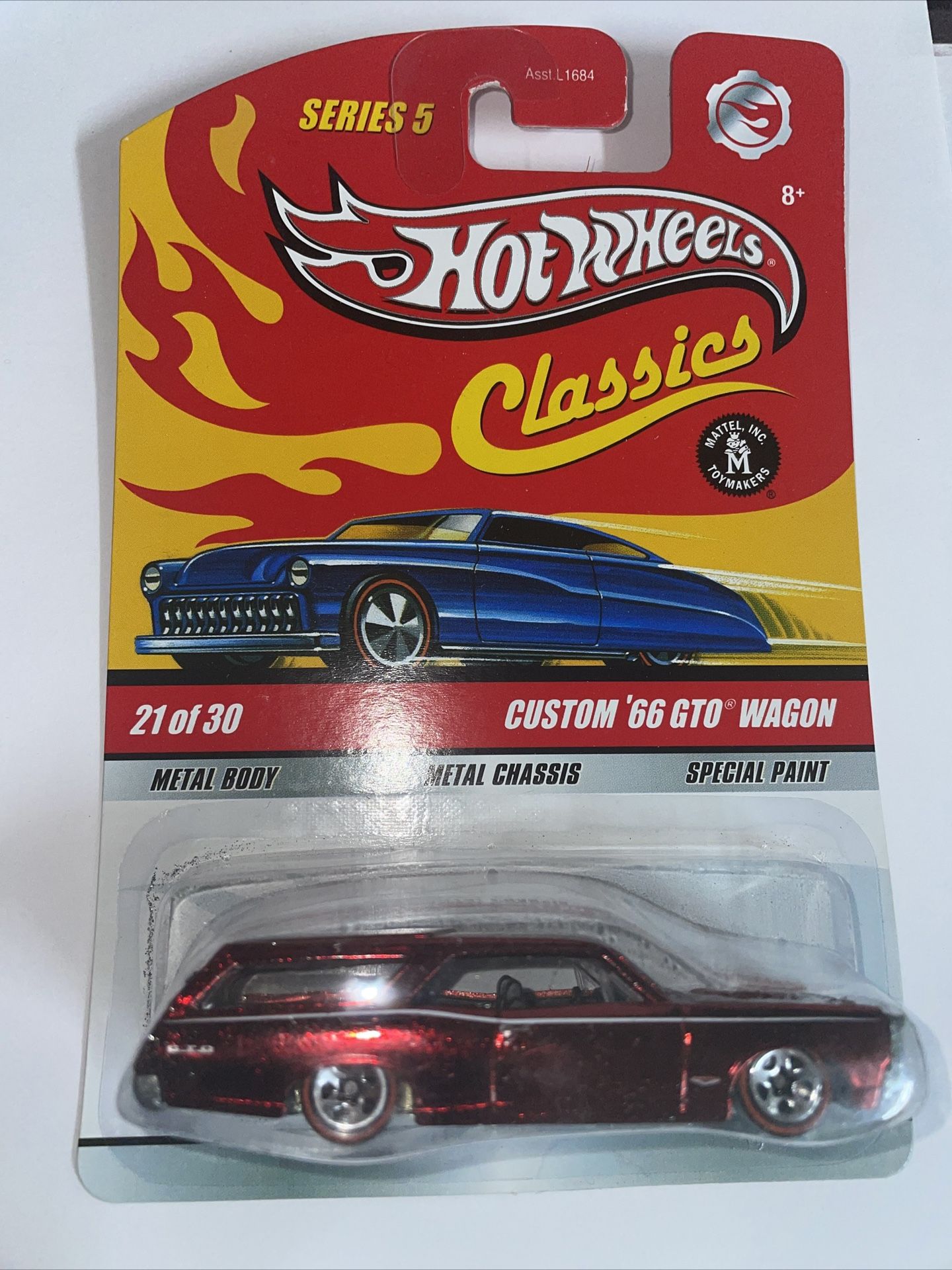 hot wheels classics series 5 custom 66 gto wagon. Shadowing on back lower of box
