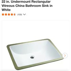 22 in. Undermount Rectangular Vitreous China Bathroom Sink in White 1.1k