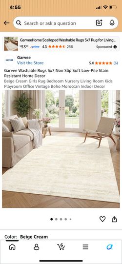 New in packaging beige 5x7 mashing washable area rug