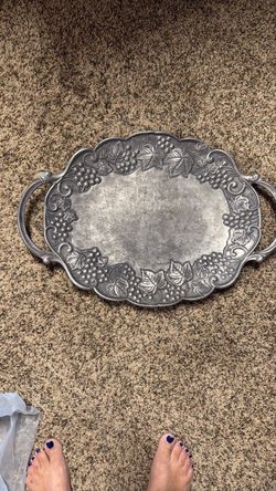 1 Pewter Serving Tray with with Grape Vine Design