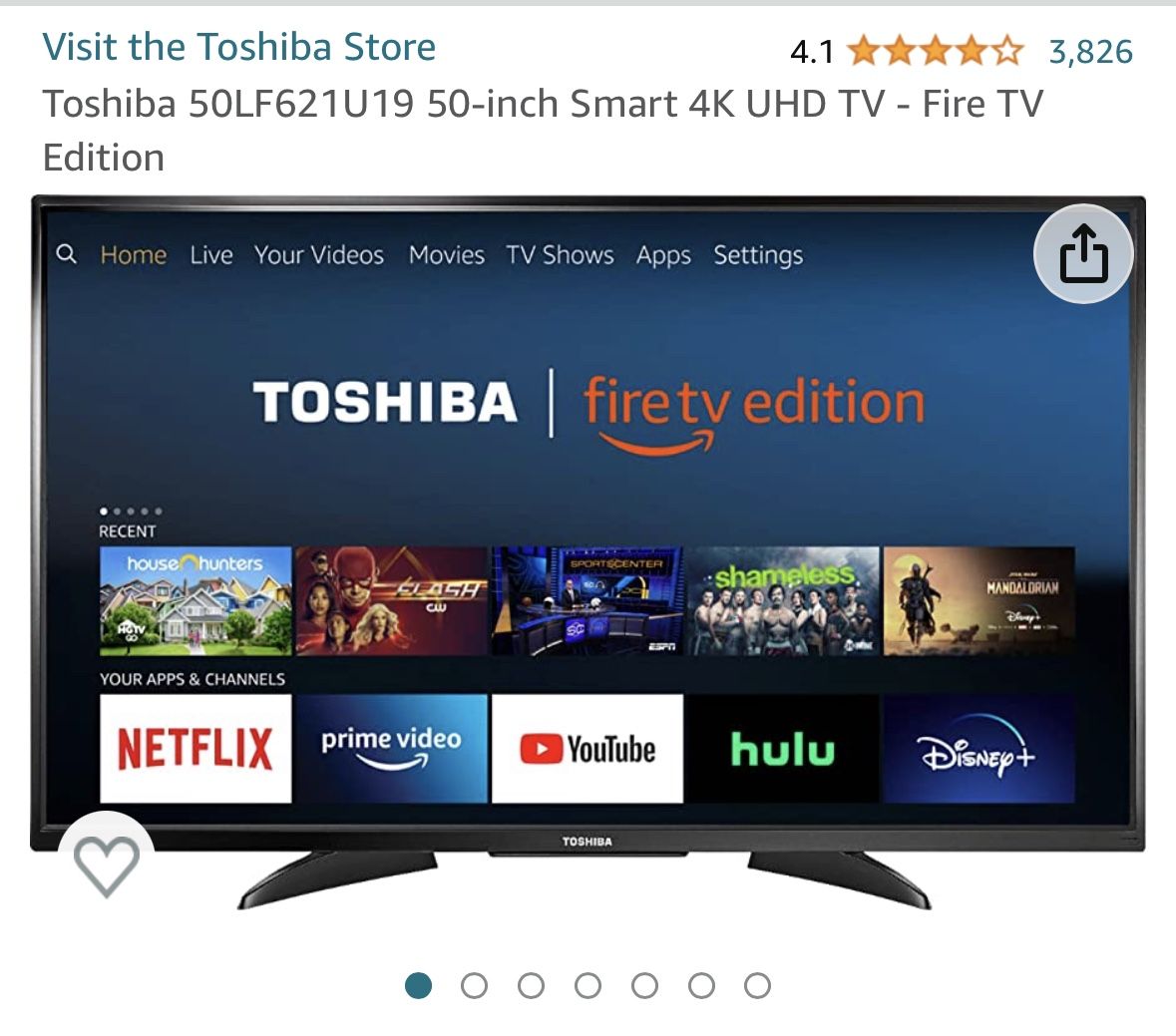 Toshiba 50LF621U19 50-inch Smart 4K UHD TV - Fire TV Edition