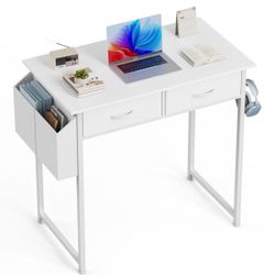 32 Inch Home Office Computer Desk with Fabric Storage Drawer and Bag