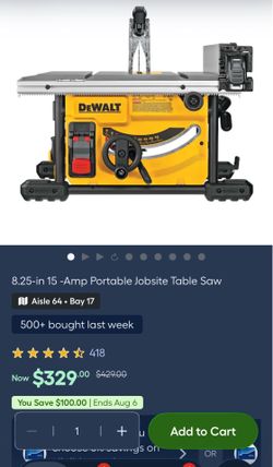 DEWALT 15 Amp 8-1/4 in. Compact Portable Jobsite Table Saw (DWE7485)