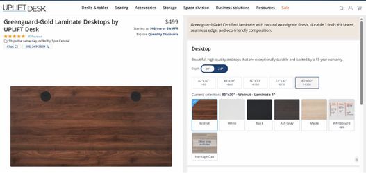(cracked) UPLIFT Standing Desk Walnut Laminate top 80x30