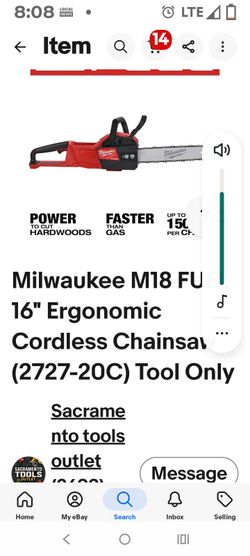 Milwaukee M18 Fuel 16 inch chain saw 250.00 or trade