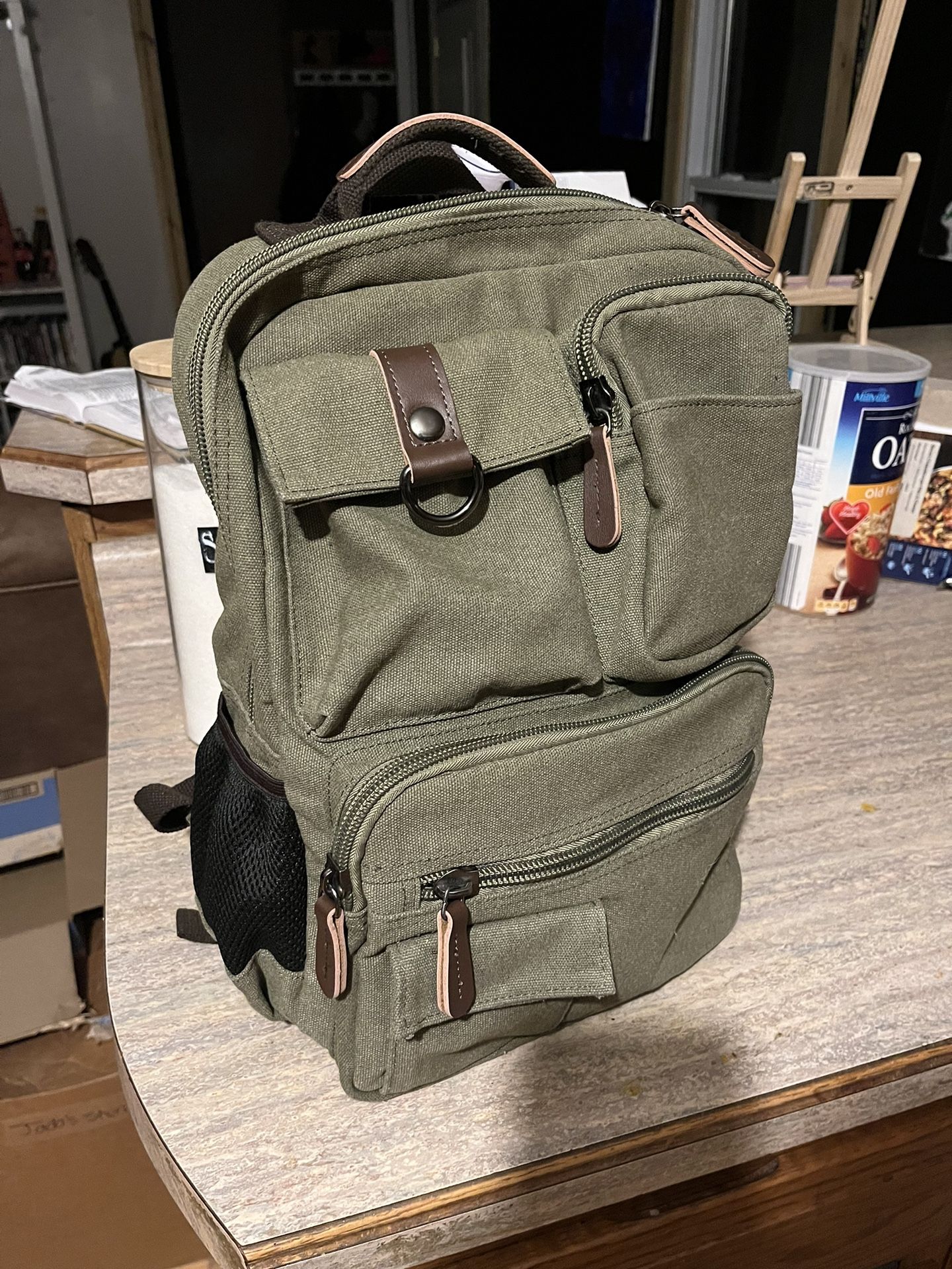 Green Canvas Backpack