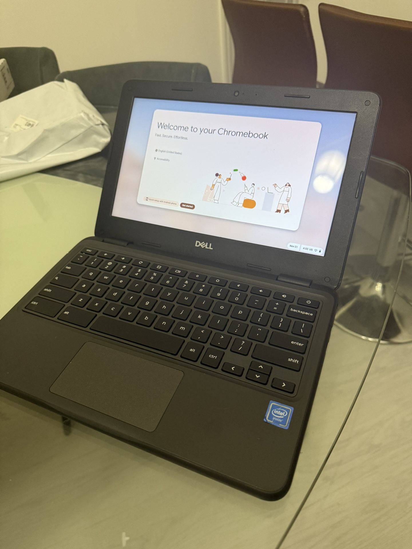 DelDell 11.6" Chromebook Celeron 1.1GHz/4GB/32GB (Black) Computer Laptop