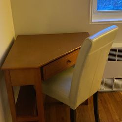 Triangular Desk And Leather Chair