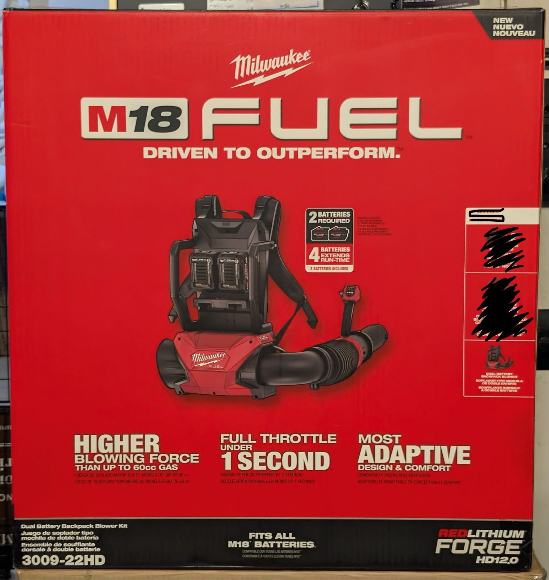 New Milwaukee M18 Dual Battery Backpack Blower, 3009-20