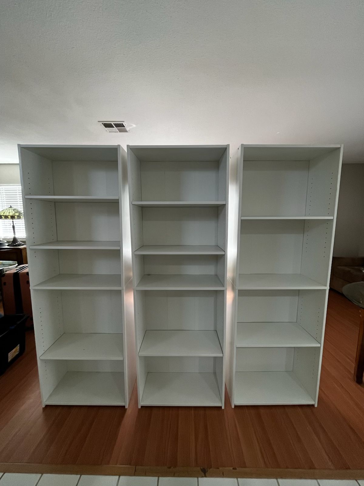 White bookshelves