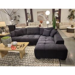 modern black living room sectional sofa 119.25"W X 79.50"D  X 35.50" H 