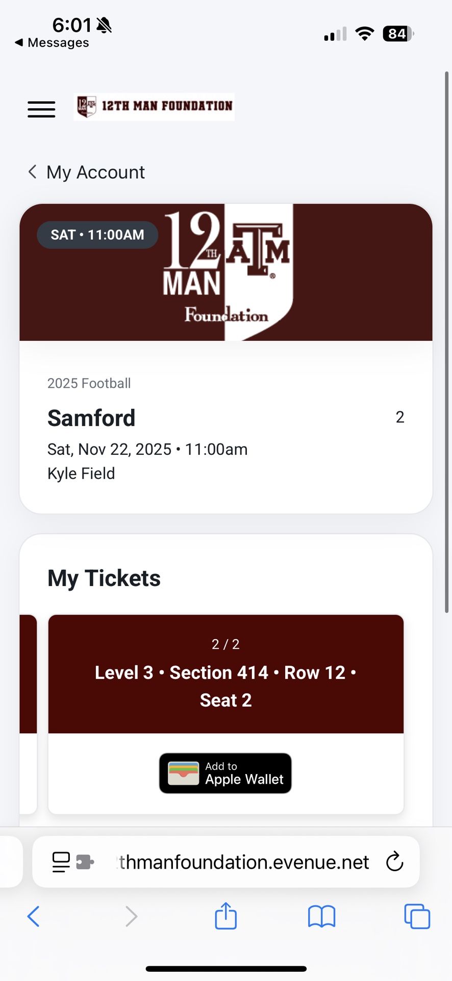 A&M vs Samford Game 11/22