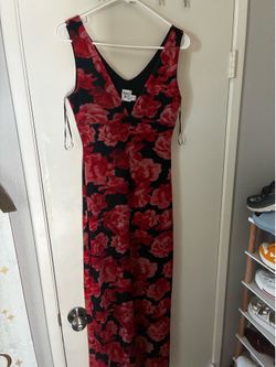 Red floral dress