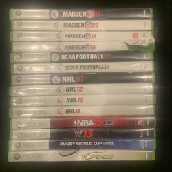 Microsoft Xbox 360 Game Lot(14 Games)W13 MADDEN NHL NCAA NBA2K TOPSPIN RUGBY+ more(Post Nintendo Era)