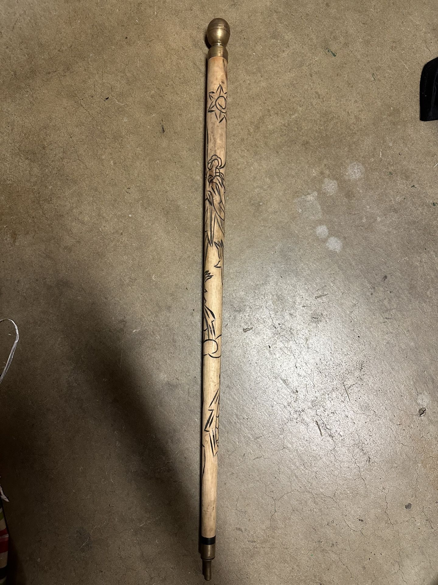 Vintage Wooden Carved Dragon Pool Cue Walking Stick