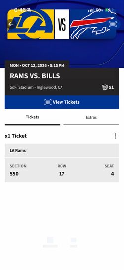 LA Rams vs Bills NFL Ticket Oct 12 2026