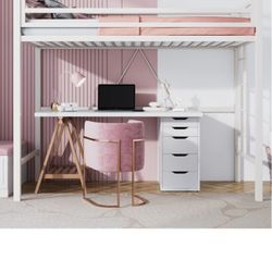 White Loft Bed Frame