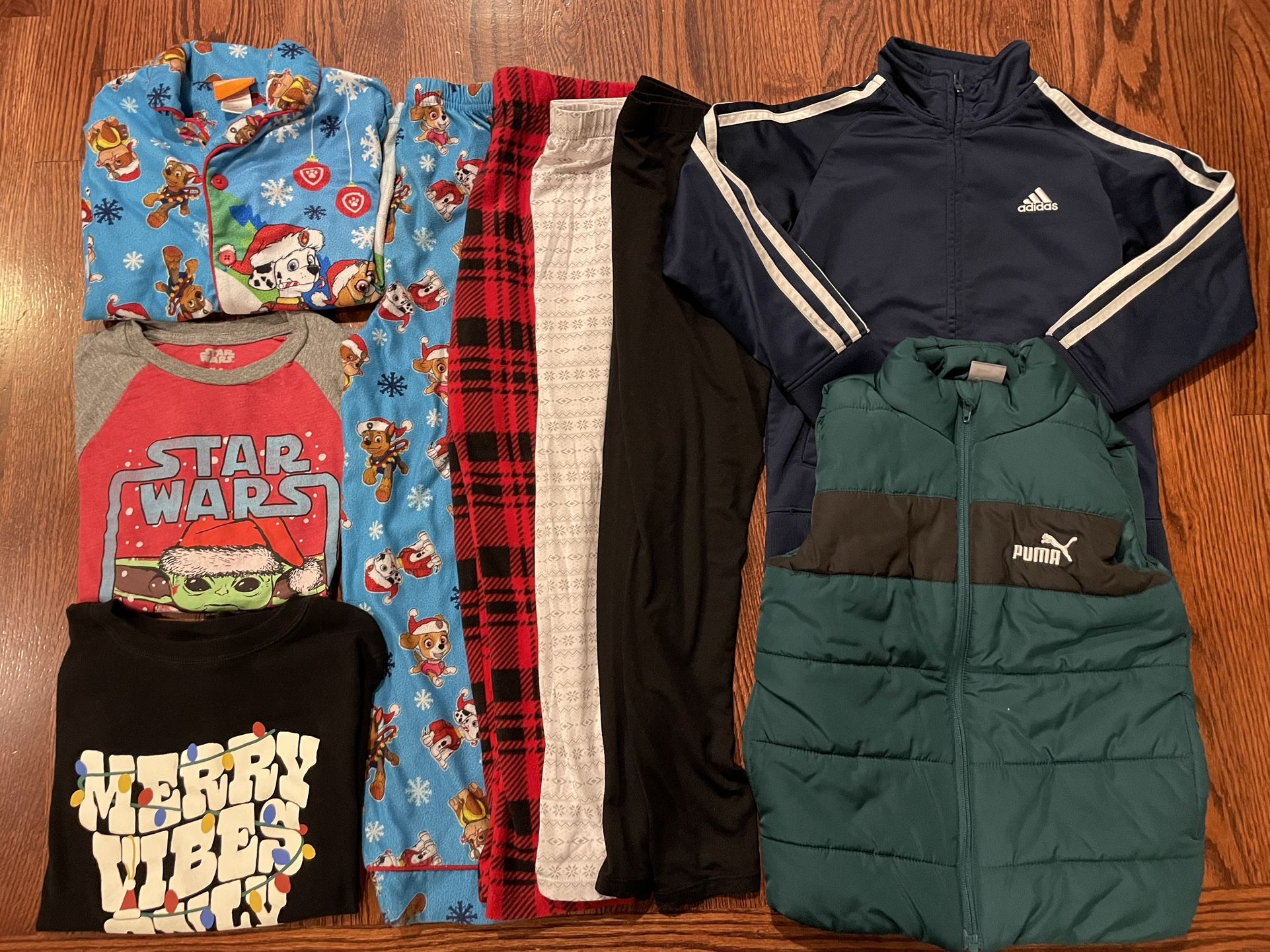 Boys Size 6/7 Clothing Lot: Adidas, Puma, Star Wars and Patrol Holiday