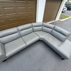 Sofa/ Couch Sectional GENUINE LEATHER Gray 🛻 DELIVERY AVAILABLE 