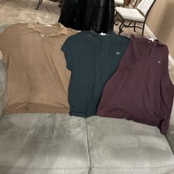 Authentic men’s Lacoste polo shirts – size 4XL.  ✔️ Hard-to-find extended size ✔️ Clean, well cared for ✔️ No stains or odors ✔️ Classic Lacoste croco