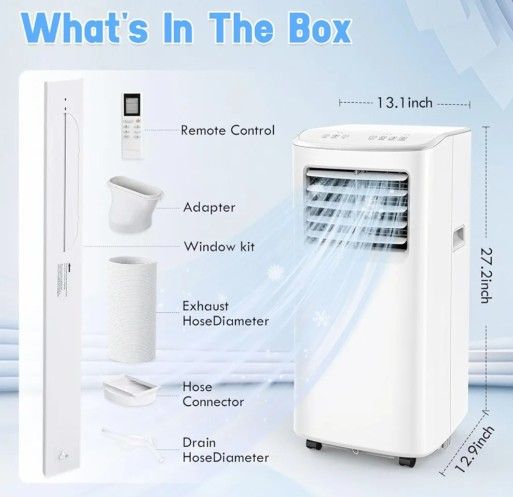 8500BTU Portable AC with Fan&Dehumidifier - up to 450 sq.ft. room 