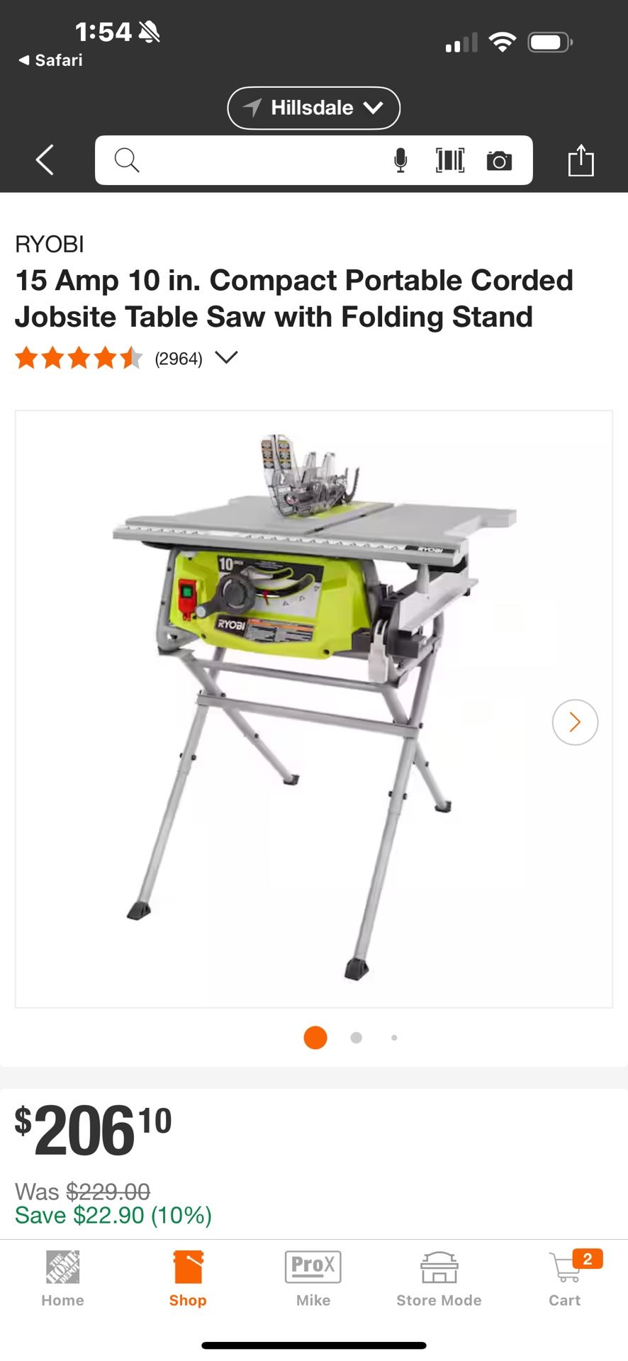 Compact Portable 15A 10” Table Saw With Collapsible Stand
