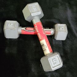 Athletic Works Barbell Cast Iron Hex 5 Pounds Dumbbell Set