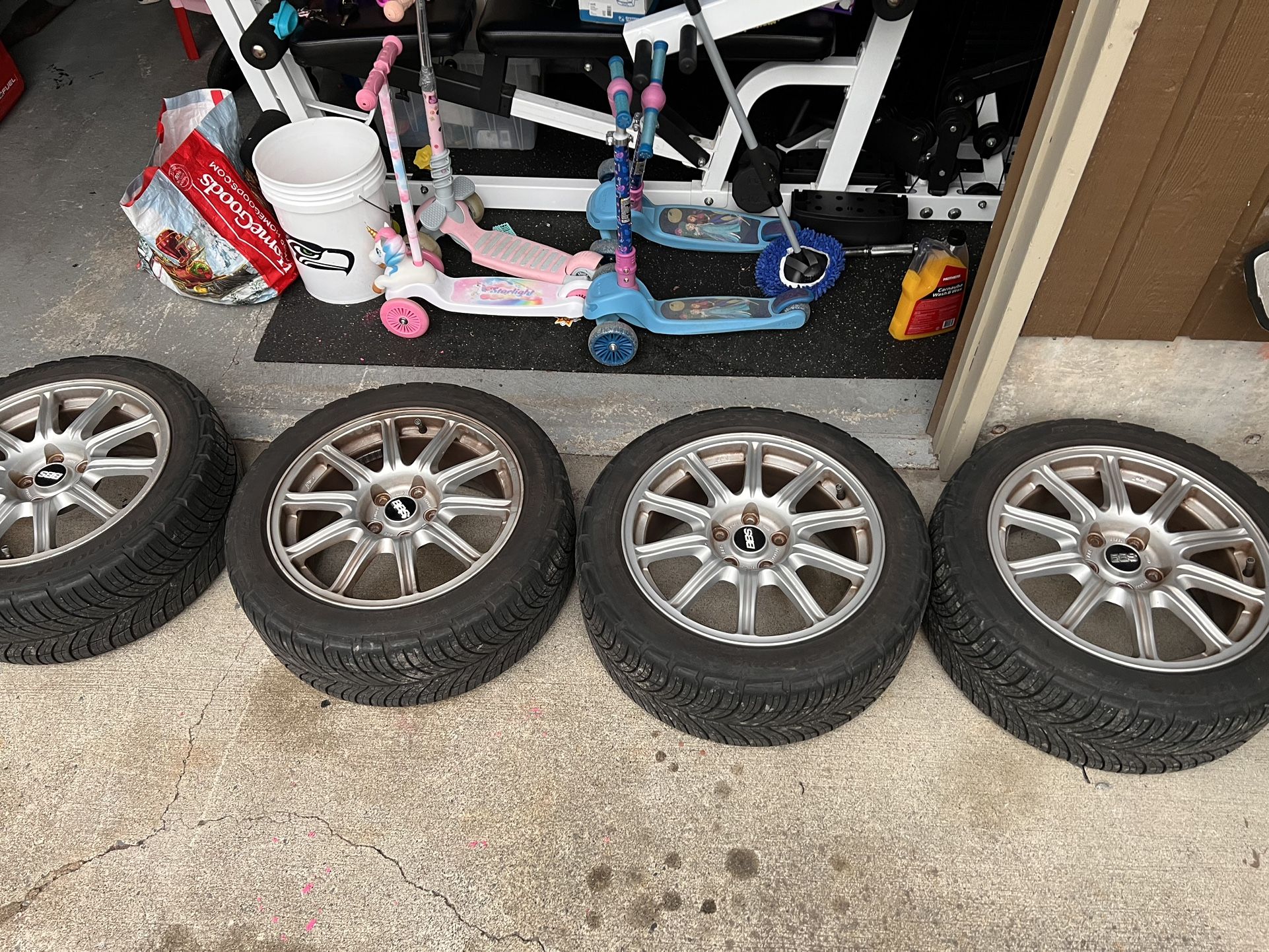 05-07 STI BBS WHEELS 17x8 +53 gray w/ BF Goodrich G-Force Comp 2 A/S 225 50 17