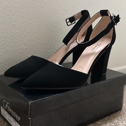 Women’s Ankle Strap Pointed Toe Block Heel Pumps