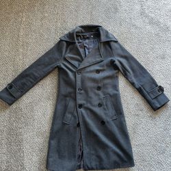 Men’s Gray Long Trench Coat 