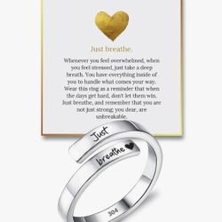Hope Rings – Just Breathe Ring (1 Pcs) – Adjustable Tarnish-Free 304 Stainless Steel Ring – Heartfelt Gifts for Women